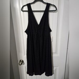 Women's black lace print tank dress (knee length) 2X